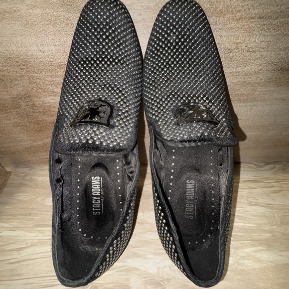 Stacy Adams Men\'s 9.5 Swagger Studded Slip On Shoes Black & Silver 25228-042 main image 6